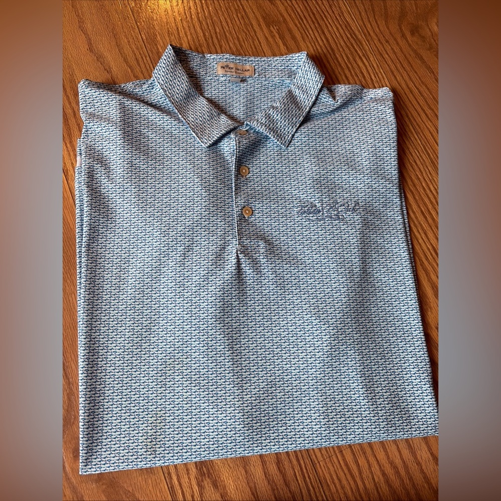 Peter Millar Summer Comfort Men’s 2XL Polo Shirt Blue Fallen Oak Golf Course